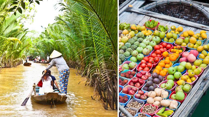 Sm flodbde og flydende marked i vietnam